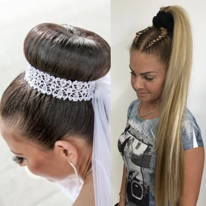 3 women with buns and braids